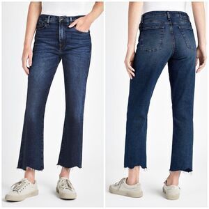 SPLENDID Jeans Women's 25 Med Wash Denim Wide Leg Raw Hem Mid Rise Cropped